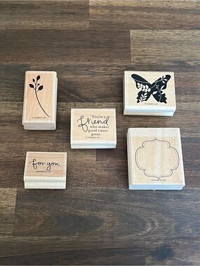 Stampin' Up! Great Friend Stamp Set, Wood Mount, Retired, Used